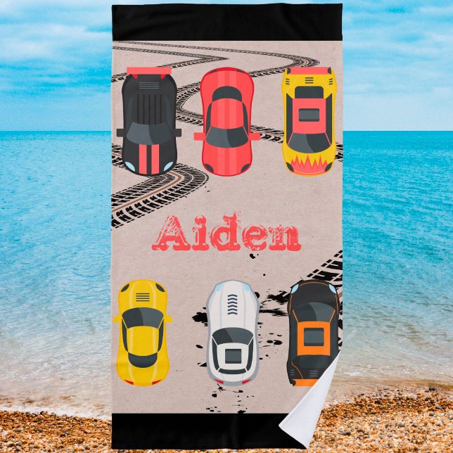 Rennwagen mit Reifenspuren Personalisiert Strandtuch (Von Creator hochgeladen)