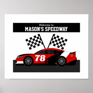 Rennwagen Name und Nummer Poster