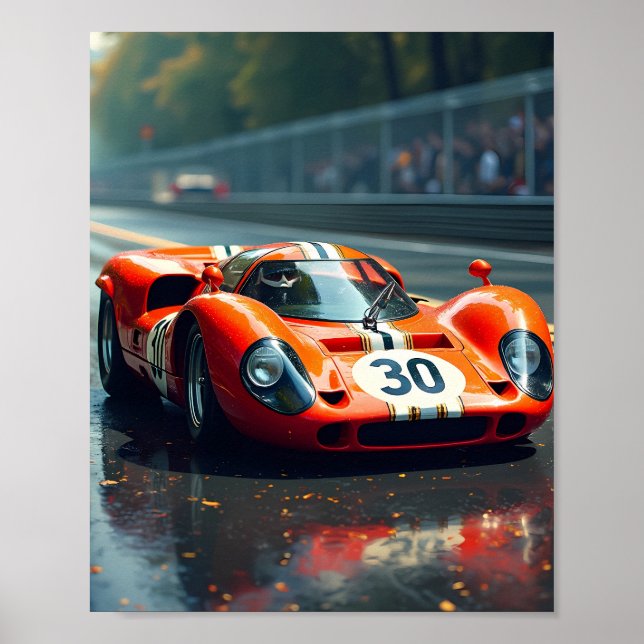 Rennwagen Nr. 69 in schönen Farben Poster (Vorne)