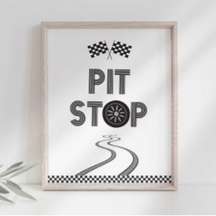 Rennwagen-Party-Pit-Stop-Schild Fotodruck