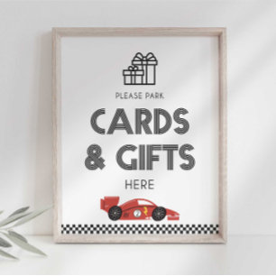 Rennwagen-Party-Schild für Karten und Geschenke Fotodruck