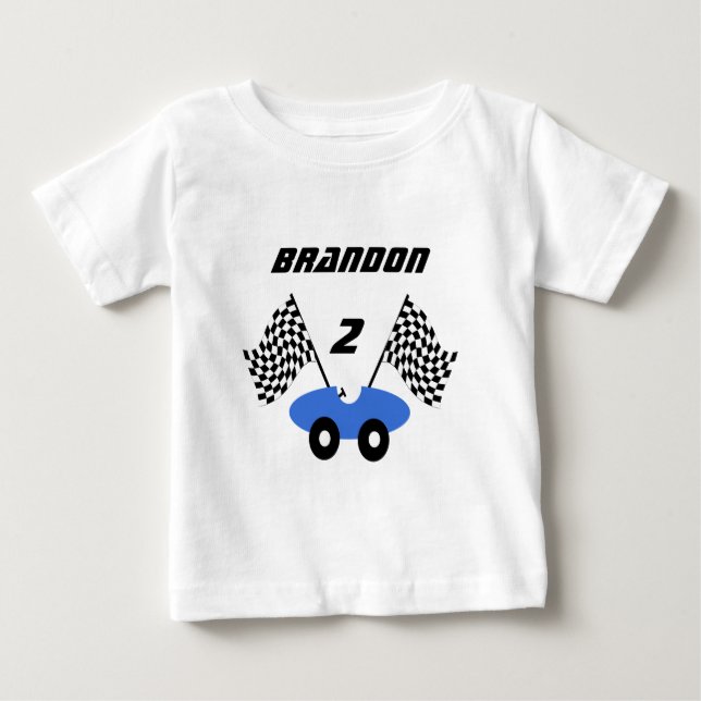 Rennwagen/ personalisierbar baby t-shirt (Vorderseite)