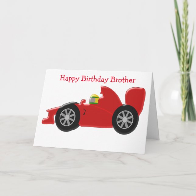 Rennwagen Personalisierter Bruder Geburtstag Karte (Vorderseite)