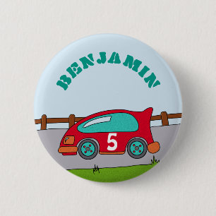 Rennwagen Personalizable Geburtstag Button