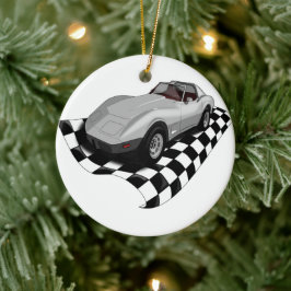 Rennwagen-Weihnachtsverzierung Keramikornament