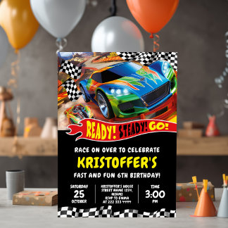 Rennwagen zum Geburtstag Einladung