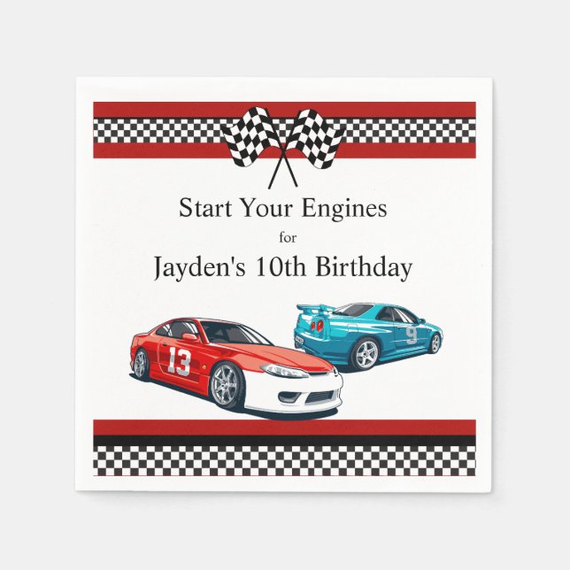 Rennwagen zum Geburtstag, Serviette (Vorderseite)