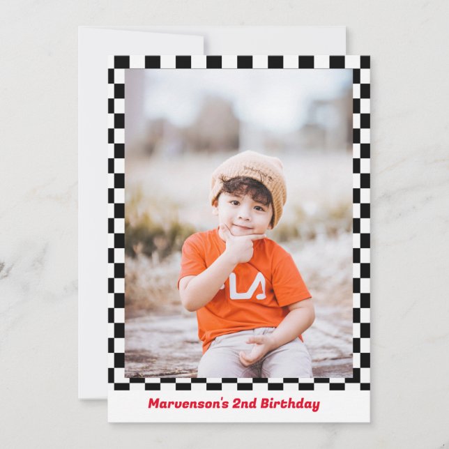 Rennwagen Zwei schnelle Junge 2. Party Einladung (Vorderseite)