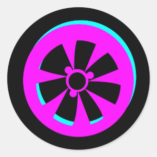 Rennwagenfelge Neon Pink Schwarz Auto Runder Aufkleber