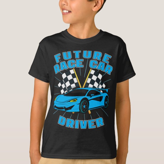 Rennwagenjungs, die den Rennwagenfahrer in Zukunft T-Shirt (Vorderseite)