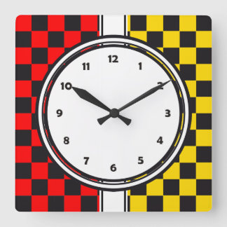 Rennwagenmuster + Hintergrundfarbe Quadratische Wanduhr