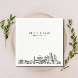Reno Arch Skyline Wedding Paper Cocktail Napkin Serviette