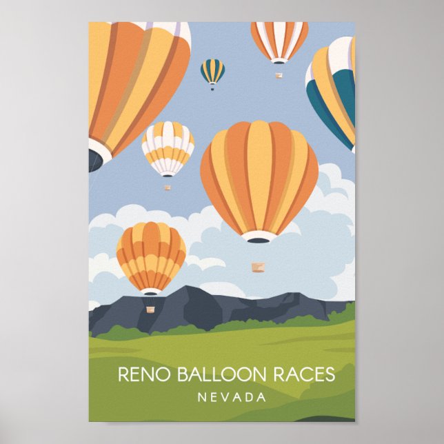 Reno Balloon Race Nevada Travel Place Illustration Poster (Vorne)