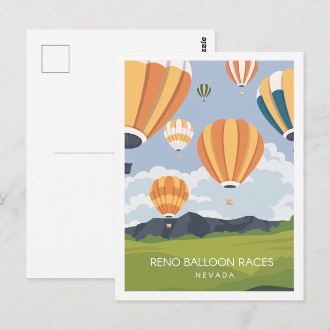Reno Balloon Race Nevada Travel Place Illustration Postkarte (Vorne/Hinten)