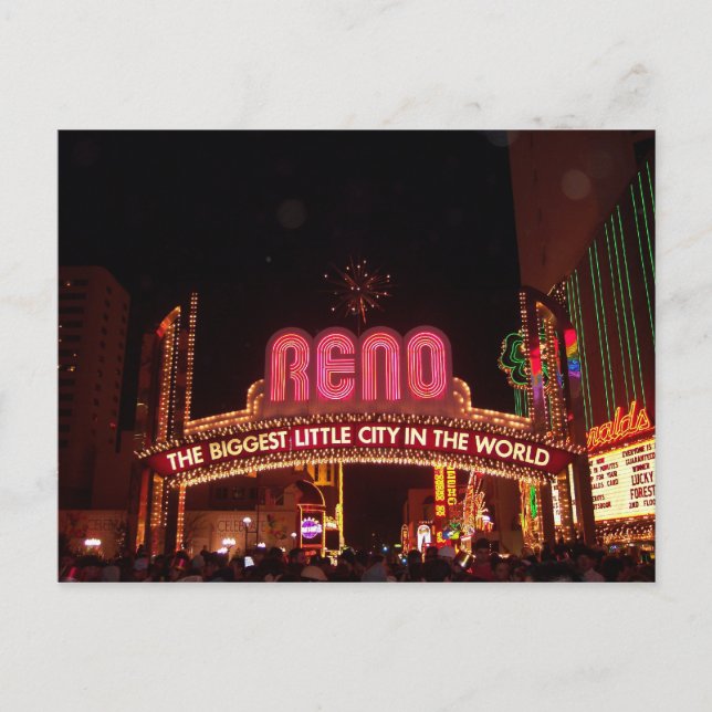 Reno Die größte kleine Stadt der Welt Postkarte (Vorderseite)
