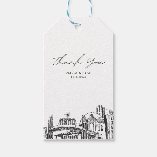 Reno Gastgeschenk Hochzeit Vielen Dank Geschenkanhänger (Vorderseite)