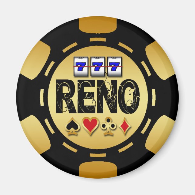 RENO GOLD UND SCHWARZ POKER CHIP MAGNET (Vorne)