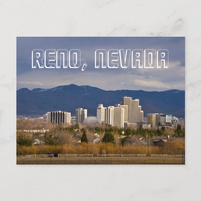 Reno Nevada Downtown Skyline Postcard Postkarte (Vorderseite)