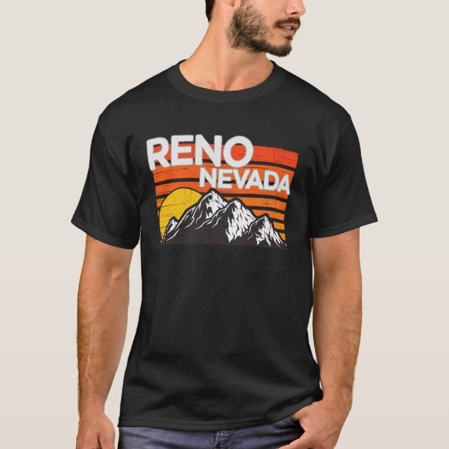 Reno Nevada Retro Vintages Gebirge T-Shirt (Vorderseite)