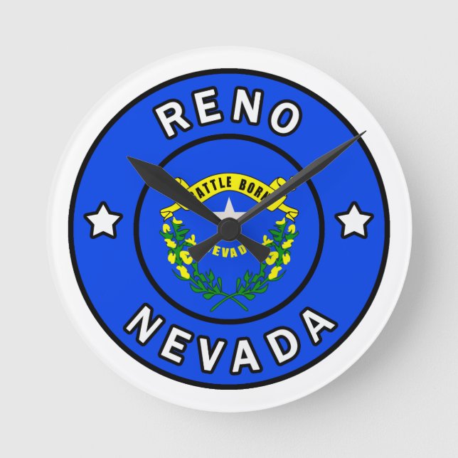 Reno Nevada Runde Wanduhr (Vorderseite)