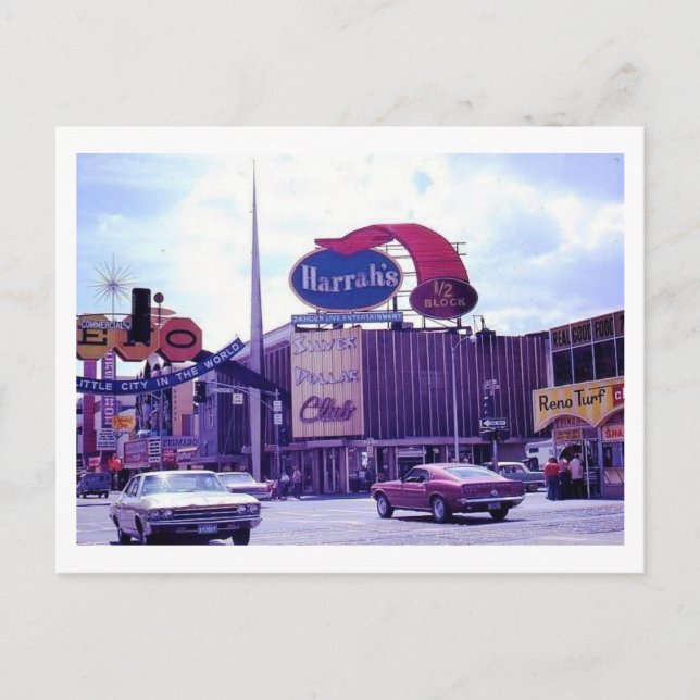Reno Nevada Street Scene aus den 1970er Jahren Postkarte (Vorderseite)
