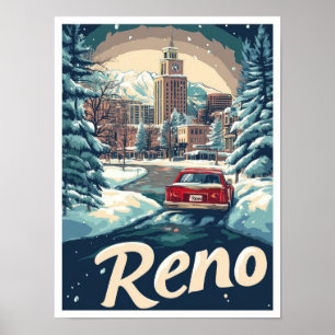 Reno Nevada USA Art Vintage Reise Illustration Poster