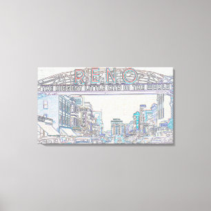 RENO NEVADA VINTAGE FARBENFROHE Neon Kunst Leinwanddruck