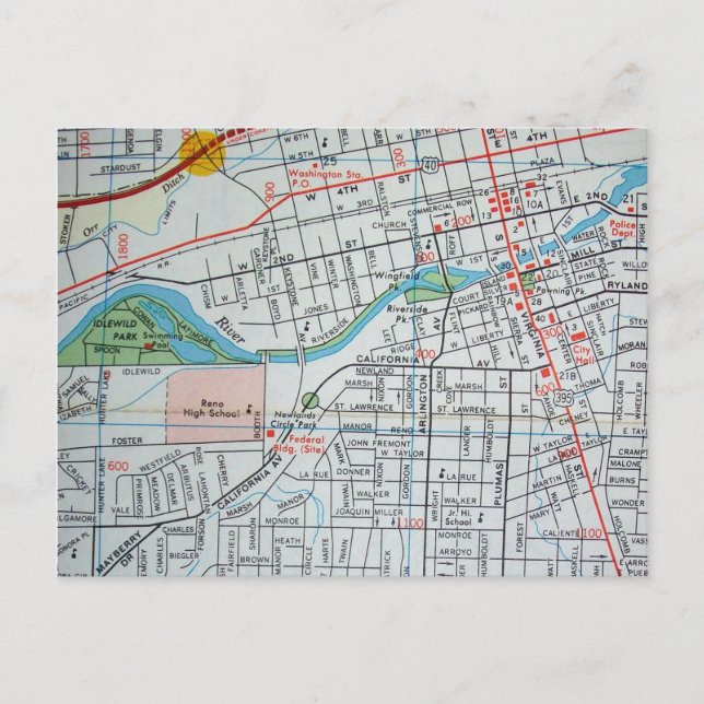 RENO, NV Vintage Karte Postkarte (Vorderseite)