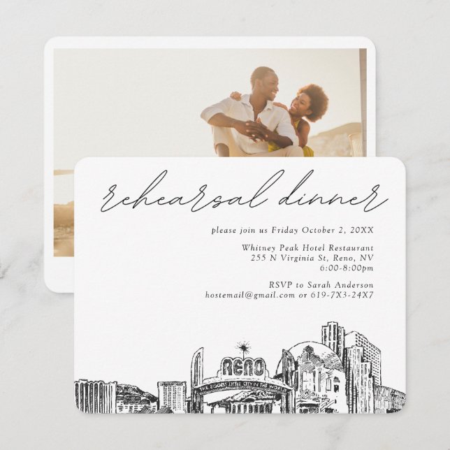 Reno Probe Dinner Hochzeitskarte Begleitkarte (Vorne/Hinten)