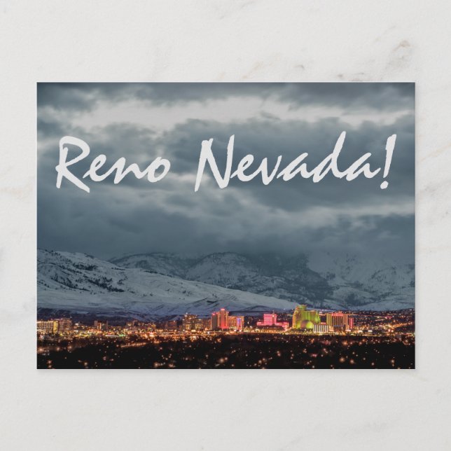 Reno Skyline pour carte postale de nuit (Devant)