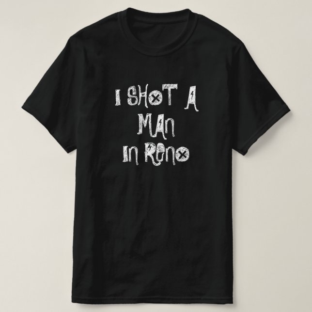Reno Tribut an den Mann im BLACK Spoof T - Shirt (Design vorne)