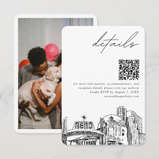 Reno Wedding Skyline kleine Details QR Code UAWG Begleitkarte (Vorne/Hinten)