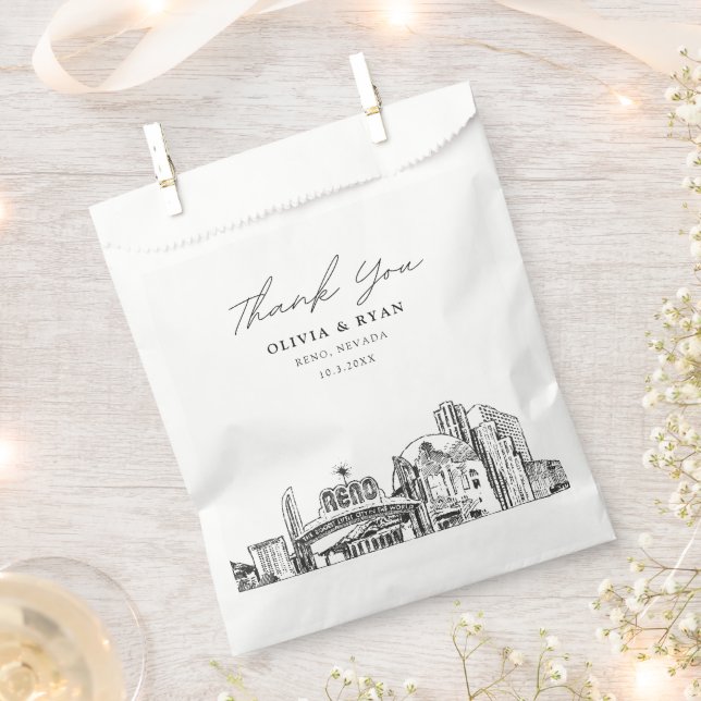 Reno Wedding Skyline Personalisiert Downtown Geschenktütchen (Ausgeschnitten)