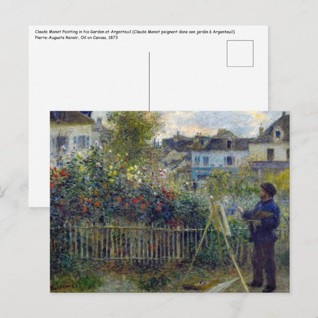 Renoir - Claude Monet Malerei in seinem Garten Postkarte (Vorne/Hinten)