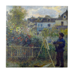 Renoir - Claude Monet malt in seinem Garten Fliese