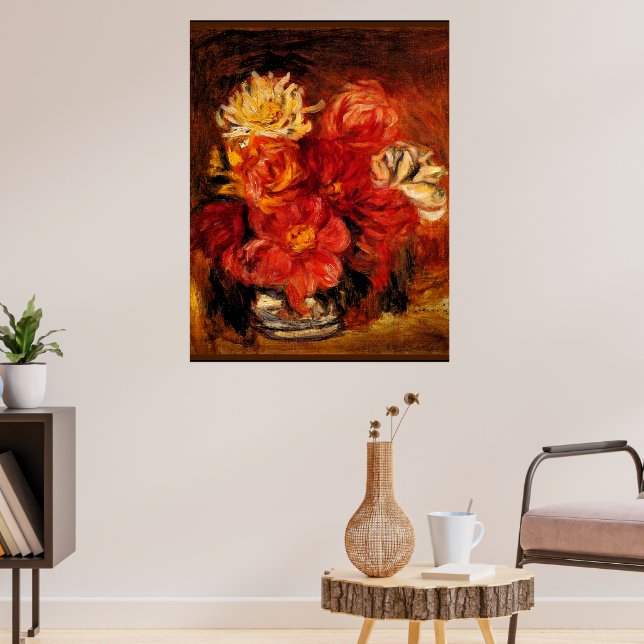 Renoir - Dahlias, Kunstmalerei Poster (Wohnzimmer 3)