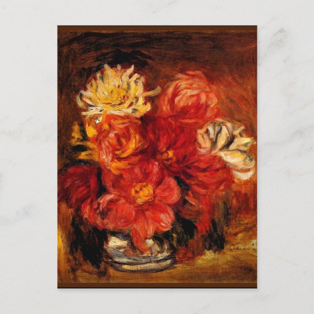 Renoir - Dahlias, Kunstmalerei Postkarte (Vorderseite)