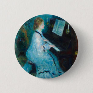 Renoir Frau am Klavier Vintage Impressionismus  Button