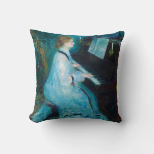 Renoir Frau am Klavier Vintage Impressionismus Kissen