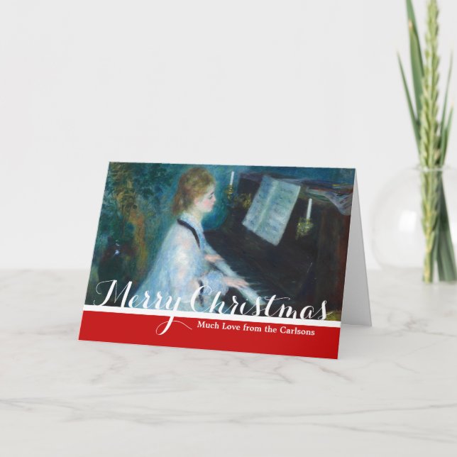 Renoir Frau am Piano Vintage Impressionistin Feiertagskarte (Vorderseite)