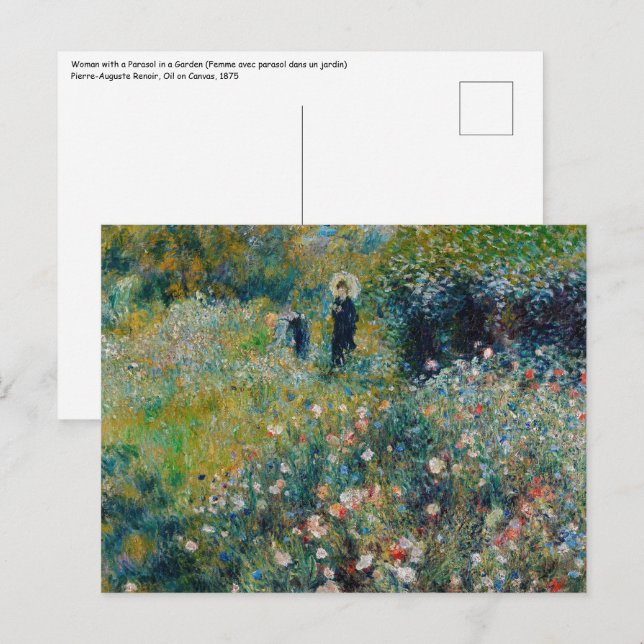 Renoir - Frau mit Sonnenschirm im Garten Postkarte (Vorne/Hinten)
