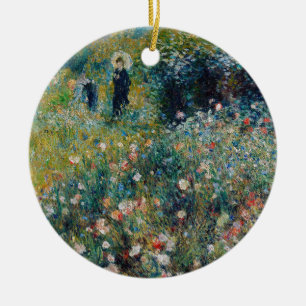 Renoir - Frau mit Sonnenschirm in einem Garten Keramik Ornament