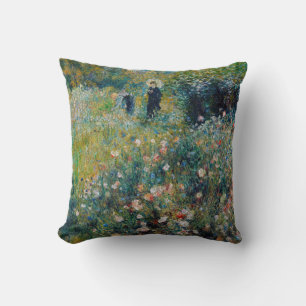 Renoir - Frau mit Sonnenschirm in einem Garten Kissen
