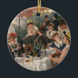 Renoir French Luncheon Boating Party Keramikornament<br><div class="desc">Renoir Impressionismus Gemälde Luncheon des Boating-Party - Das wunderschöne Gemälde wurde von dem berühmten Impressionisten Renoir in den Jahren 1880-1881 entworfen. Es ist eines der berühmtesten Gemälde von Renoir und besticht durch eine entspannte und unterhaltsame Atmosphäre. Freunde teilen Essen, Wein und Unterhaltung. Das Gemälde wurde in Frankreich auf einem Balkon...</div>