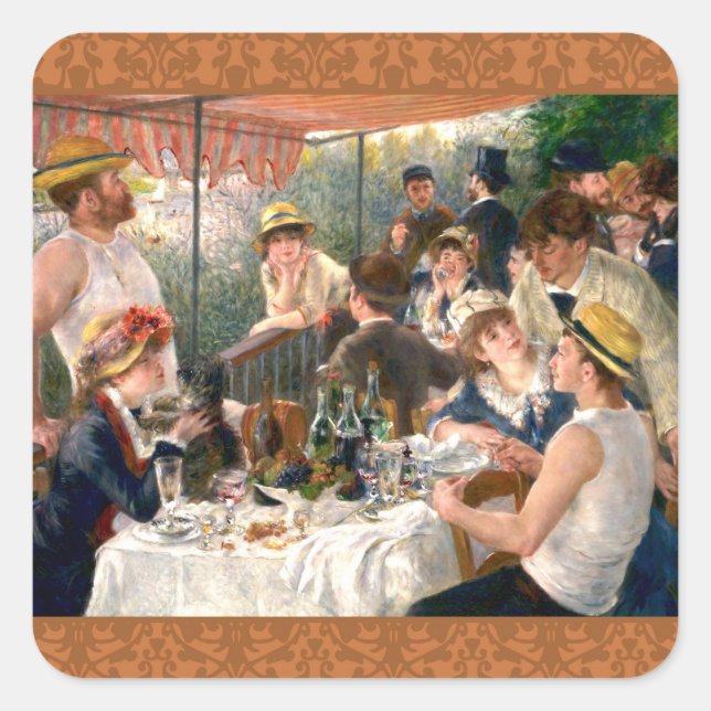Renoir French Luncheon Boating Party Quadratischer Aufkleber (Vorderseite)