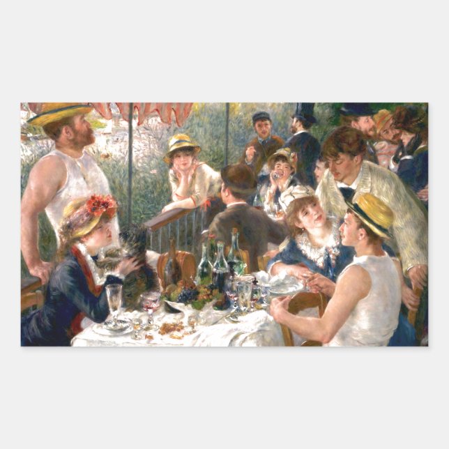 Renoir French Luncheon Boating Party Rechteckiger Aufkleber (Vorderseite)