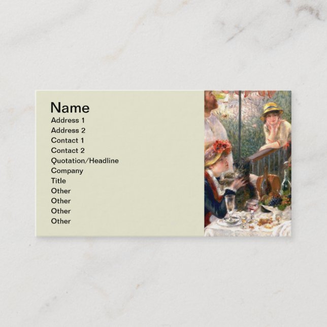 Renoir French Luncheon Boating Party Visitenkarte (Vorderseite)