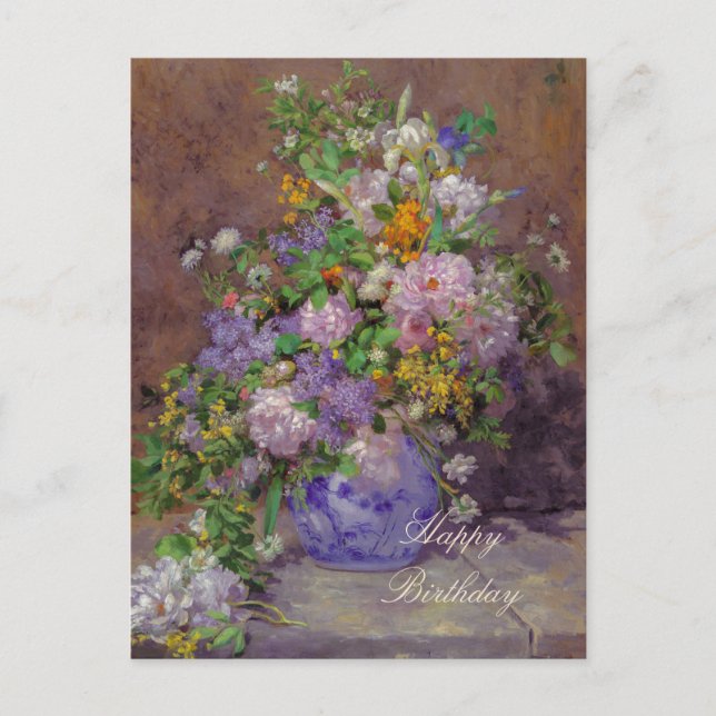Renoir Frühling Blume Bouquet CC0863 Feierlichkeit Einladungspostkarte (Vorderseite)