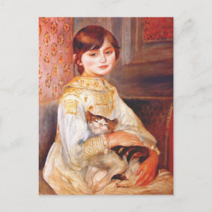 Renoir Girl mit Katzenpostkarte Postkarte