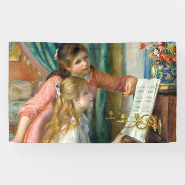 Renoir Girls am Piano Impressionismus Malerei Banner (Horizontal)